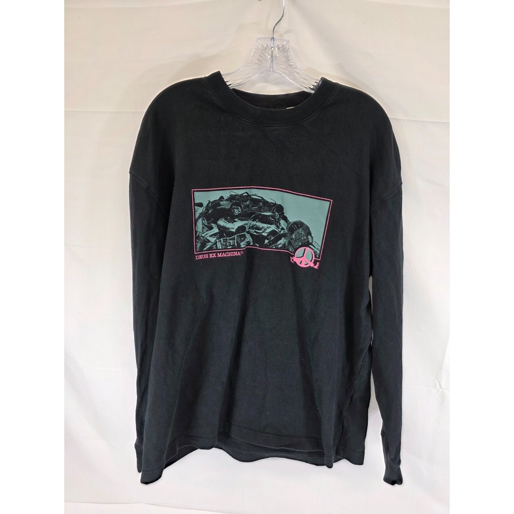 Deus Ex Machina Deus Records Long Sleeve Graphic T-Shirt Black Mens Medium